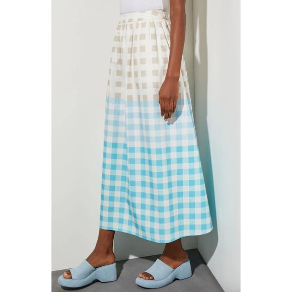 Ming Wang Blue and White Checkered Midi Skirt - Picture 4 of 14